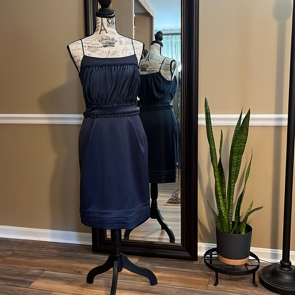 Max and Cleo Slate Blue Satin Dress